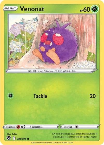 Venonat SWSH12: Silver Tempest Pokemon card
