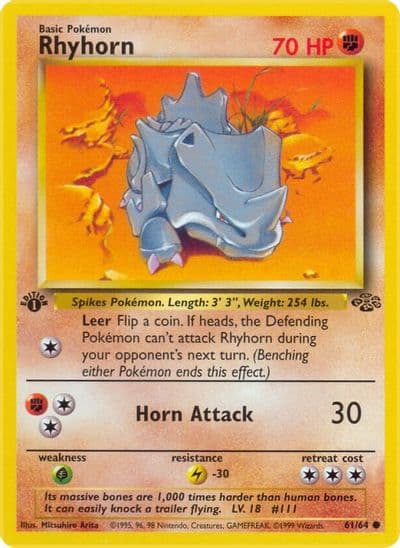Rhyhorn Jungle Pokemon card