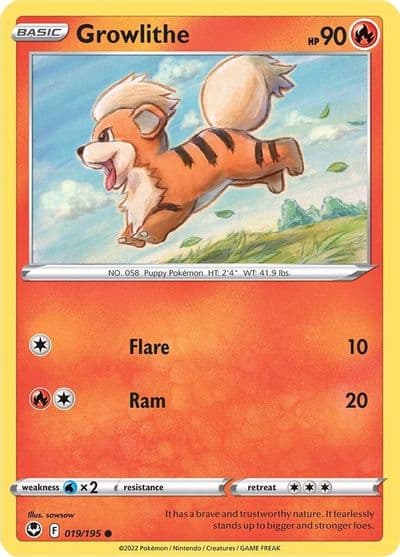 Growlithe SWSH12: Silver Tempest Pokemon card