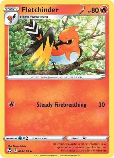 Fletchinder SWSH12: Silver Tempest Pokemon card