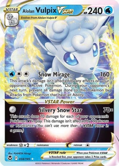 Alolan Vulpix VSTAR SWSH12: Silver Tempest Pokemon card