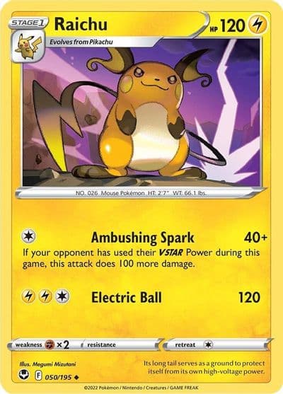 Raichu SWSH12: Silver Tempest Pokemon card
