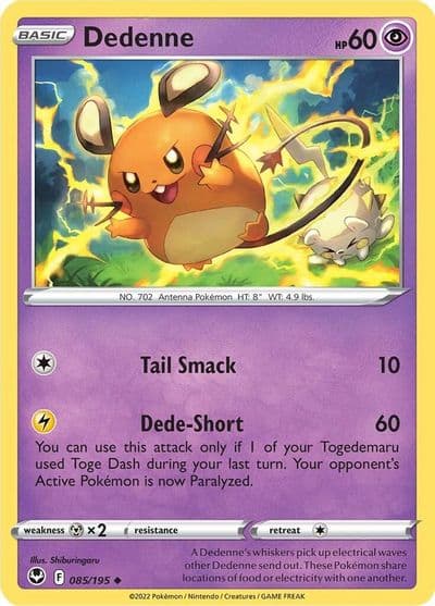 Dedenne SWSH12: Silver Tempest Pokemon card