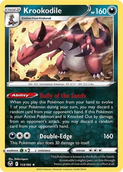 Krookodile SWSH12: Silver Tempest Pokemon card