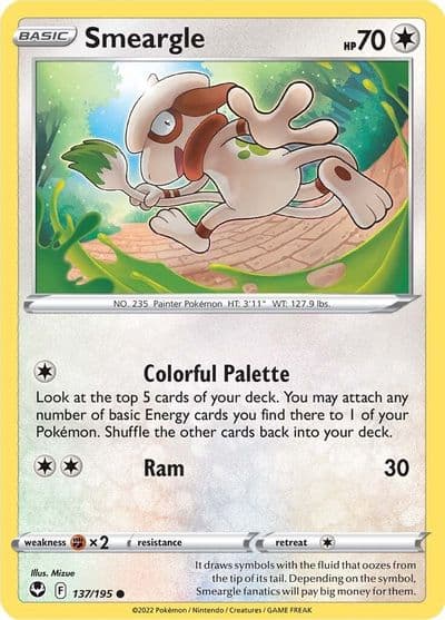 Smeargle SWSH12: Silver Tempest Pokemon card