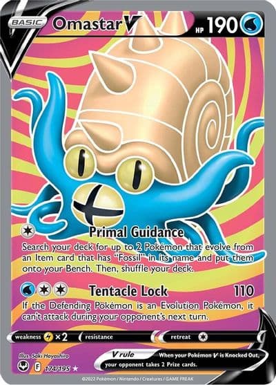 Omastar V (Full Art) SWSH12: Silver Tempest Pokemon card