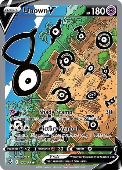 Unown V (Alternate Full Art) SWSH12: Silver Tempest Pokemon card