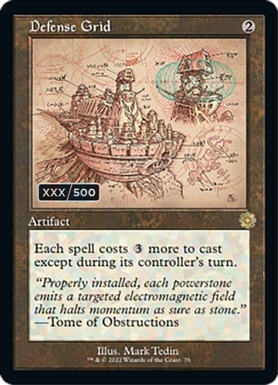 Defense Grid Schematic Serial Numbered The Brothers' War: Retro Frame Artifacts Magic card