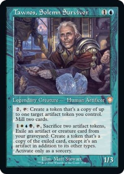 Tawnos Solemn Survivor Retro Frame Commander: The Brothers' War Magic card