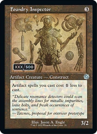 Foundry Inspector Schematic Serial Numbered The Brothers' War: Retro Frame Artifacts Magic card