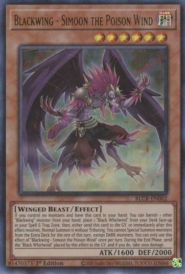 Blackwing Simoon the Poison Wind Battles of Legend: Crystal Revenge Yu-Gi-Oh! card