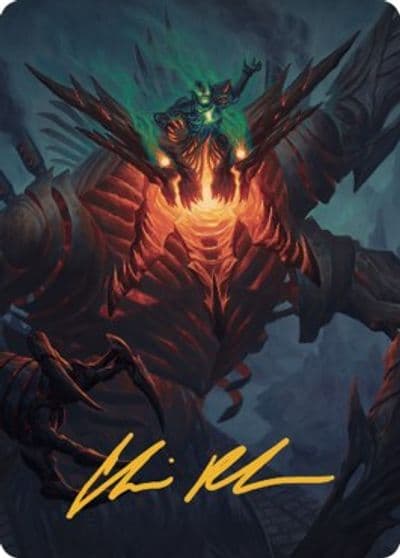 Mishra Lost to Phyrexia Art Card Gold Stamped Signature Art Series: The Brothers' War Magic card