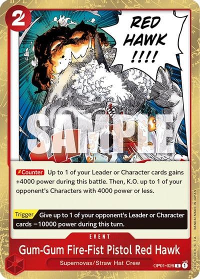 Gum Gum Fire Fist Pistol Red Hawk Romance Dawn One Piece card