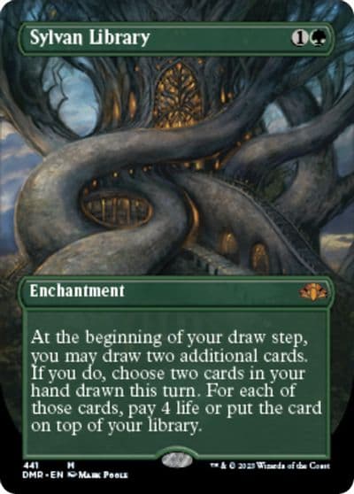 Sylvan Library Borderless Dominaria Remastered Magic card