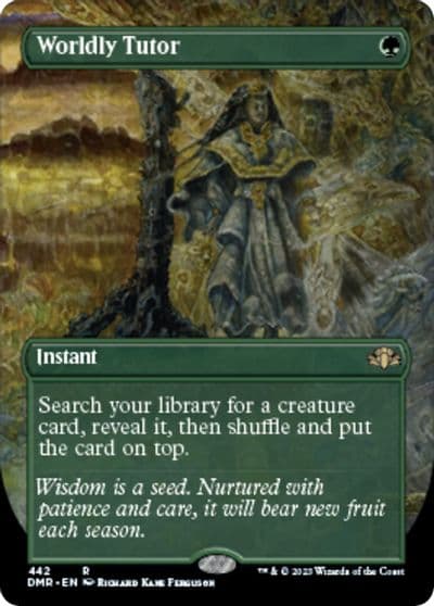 Worldly Tutor Borderless Dominaria Remastered Magic card