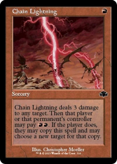 Chain Lightning Retro Frame Dominaria Remastered Magic card