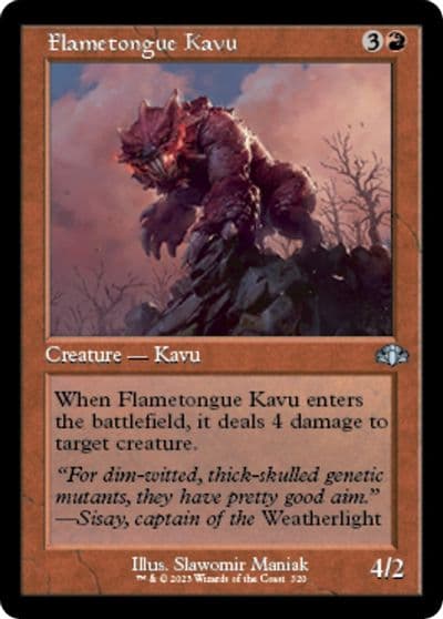 Flametongue Kavu Retro Frame Dominaria Remastered Magic card