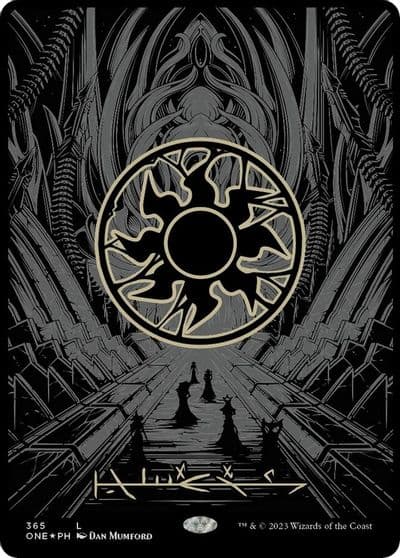 Plains Phyrexian Full Art Oil Slick Raised Foil Phyrexia: All Will Be One Magic card