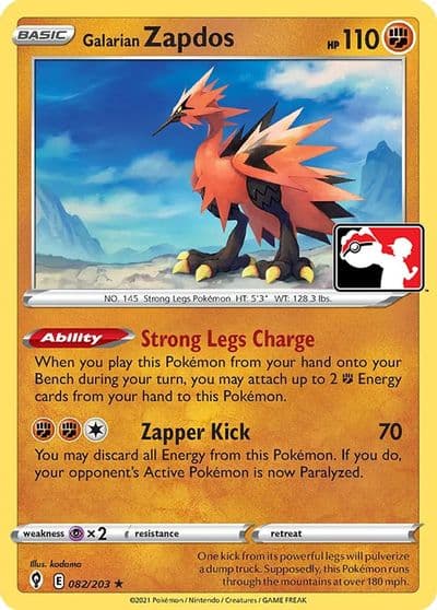 Galarian Zapdos Prize Pack Series Cards Pokemon card