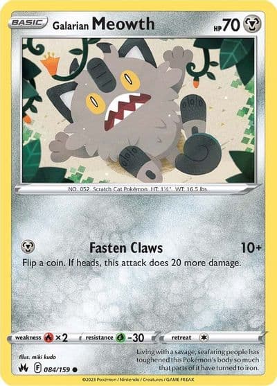 Galarian Meowth SWSH: Crown Zenith Pokemon card