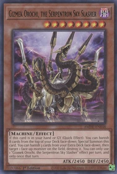 Gizmek Orochi the Serpentron Sky Slasher Amazing Defenders Yu-Gi-Oh! card