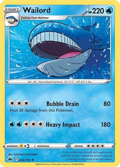 Wailord SWSH: Crown Zenith Pokemon card