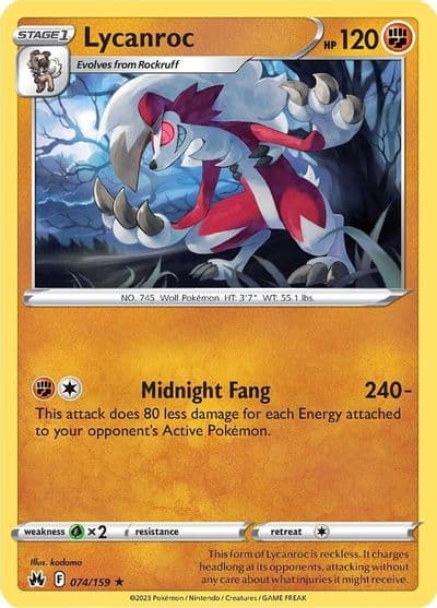 Lycanroc SWSH: Crown Zenith Pokemon card