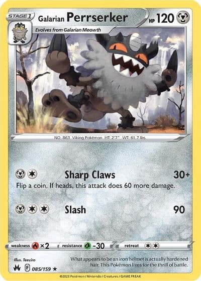Galarian Perrserker SWSH: Crown Zenith Pokemon card