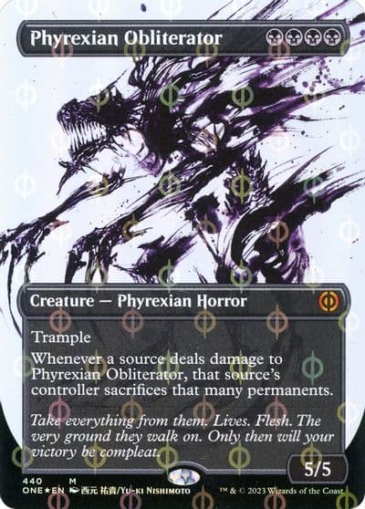 Phyrexian Obliterator Showcase Step and Compleat Foil Phyrexia: All Will Be One Magic card