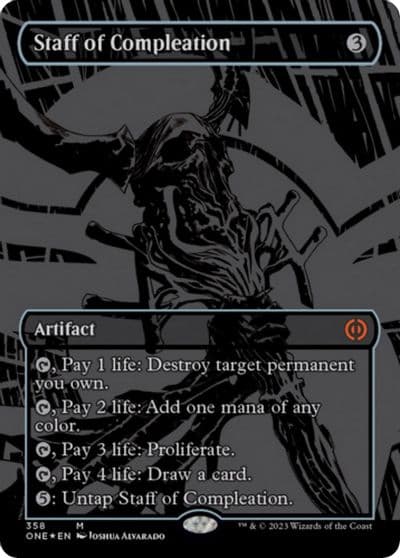 Staff of Compleation Oil Slick Raised Foil Phyrexia: All Will Be One Magic card