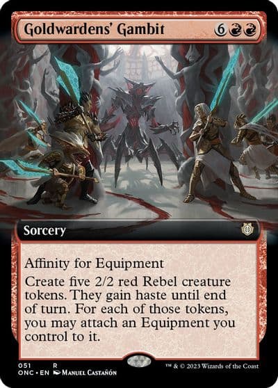 Goldwardens Gambit Extended Art Commander: Phyrexia: All Will Be One Magic card