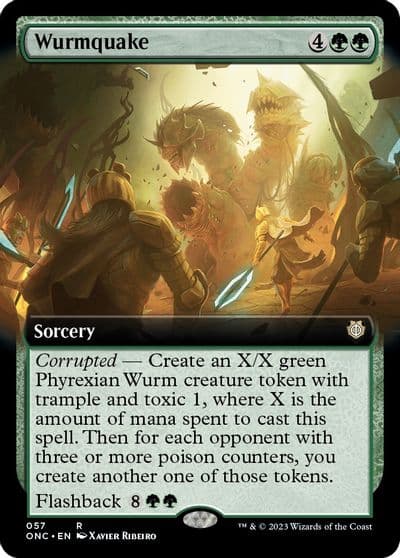 Wurmquake Extended Art Commander: Phyrexia: All Will Be One Magic card