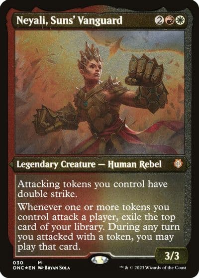 Neyali Suns Vanguard Display Commander Foil Etched Thick Stock Commander: Phyrexia: All Will Be One Magic card