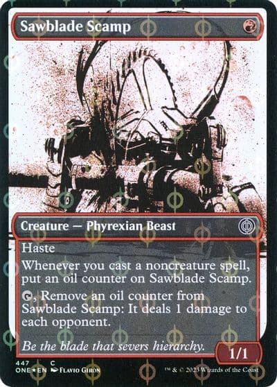 Sawblade Scamp Showcase Step and Compleat Foil Phyrexia: All Will Be One Magic card
