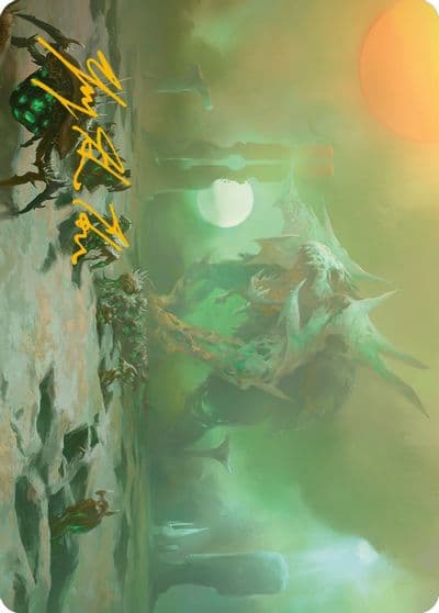 Green Suns Twilight Art Card Gold Stamped Signature Art Series: Phyrexia: All Will Be One Magic card