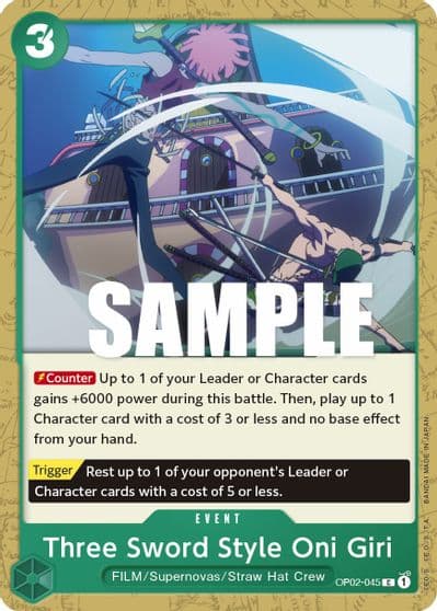 Three Sword Style Oni Giri Paramount War One Piece card