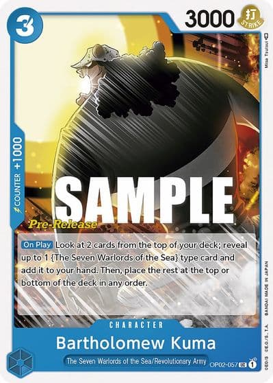 Bartholomew Kuma Paramount War Pre-Release Cards One Piece card