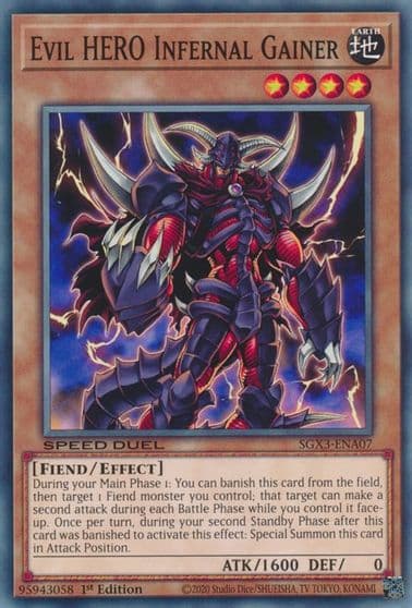 Evil HERO Infernal Gainer Speed Duel GX: Duelists of Shadows Yu-Gi-Oh! card