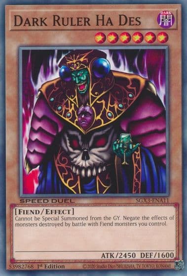 Dark Ruler Ha Des Speed Duel GX: Duelists of Shadows Yu-Gi-Oh! card