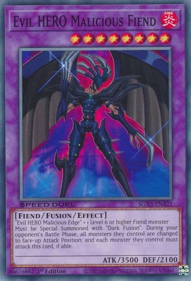Evil HERO Malicious Fiend Speed Duel GX: Duelists of Shadows Yu-Gi-Oh! card
