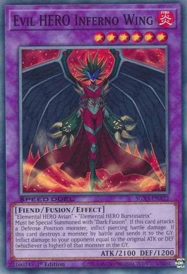 Evil HERO Inferno Wing Speed Duel GX: Duelists of Shadows Yu-Gi-Oh! card