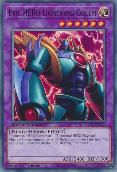 Evil HERO Lightning Golem Speed Duel GX: Duelists of Shadows Yu-Gi-Oh! card
