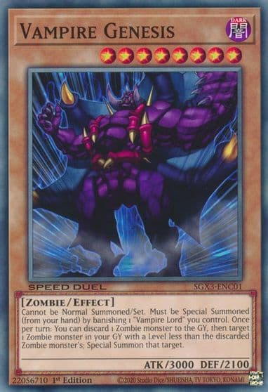 Vampire Genesis Speed Duel GX: Duelists of Shadows Yu-Gi-Oh! card