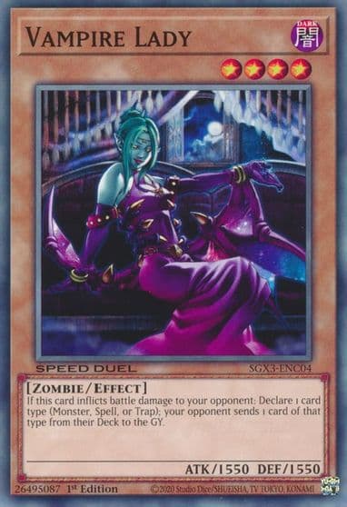 Vampire Lady Speed Duel GX: Duelists of Shadows Yu-Gi-Oh! card