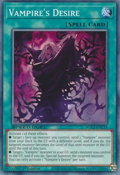 Vampires Desire Speed Duel GX: Duelists of Shadows Yu-Gi-Oh! card