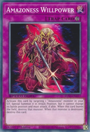 Amazoness Willpower Speed Duel GX: Duelists of Shadows Yu-Gi-Oh! card