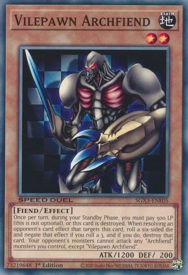 Vilepawn Archfiend Speed Duel GX: Duelists of Shadows Yu-Gi-Oh! card