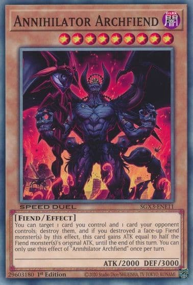 Annihilator Archfiend Speed Duel GX: Duelists of Shadows Yu-Gi-Oh! card