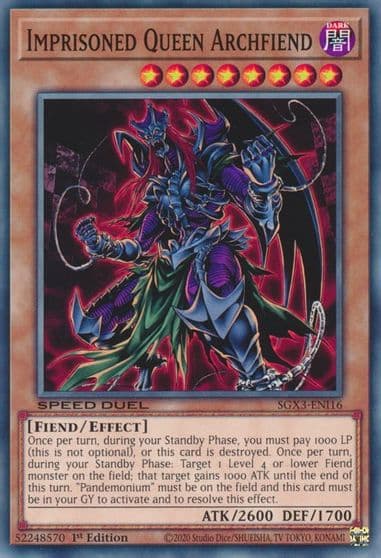 Imprisoned Queen Archfiend Speed Duel GX: Duelists of Shadows Yu-Gi-Oh! card