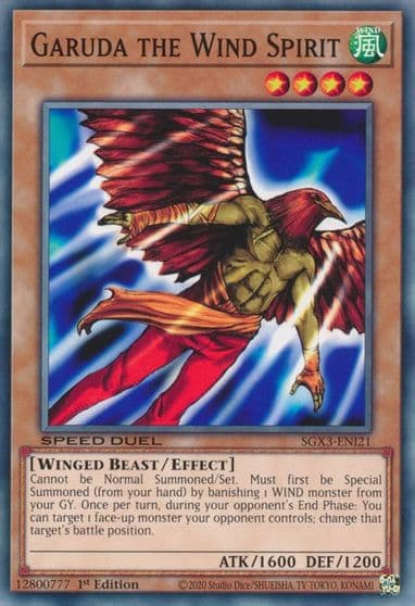 Garuda the Wind Spirit Speed Duel GX: Duelists of Shadows Yu-Gi-Oh! card